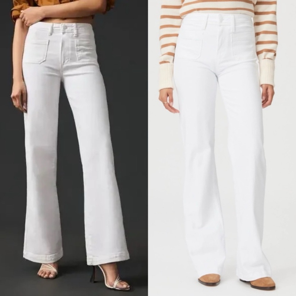Paige Leenah Wide Leg Crisp White denim Pants 30